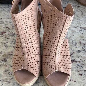 JustFab Blush Peep-Toe Wedges